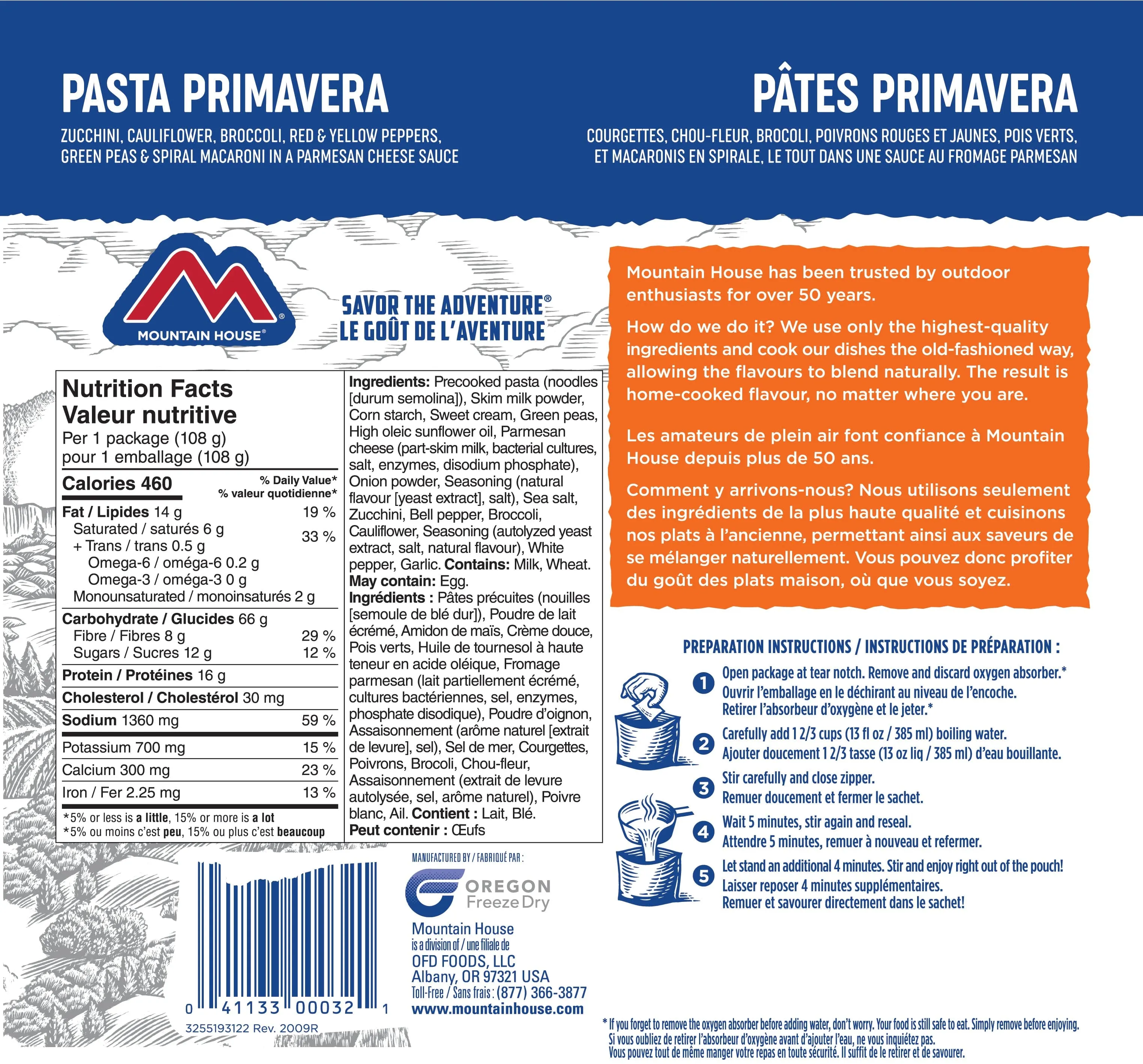 Mountain House Pasta Primavera Pouch - One Serving