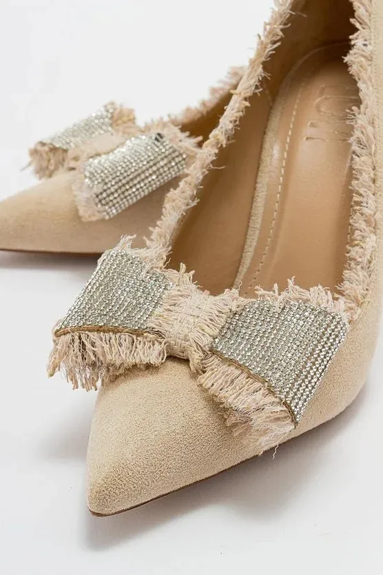 VEGAS Beige Suede Women's Heeled Shoes