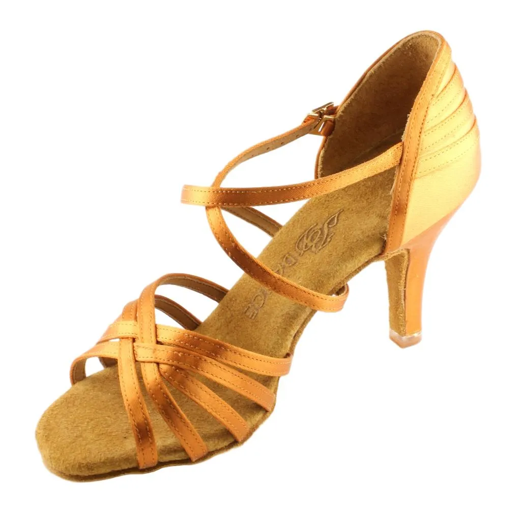 Women's Latin Dance Shoes, Model 2324, Heel EH13, Tan 3